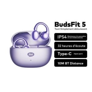 Écouteurs Sans Fil itel BudsFit 5 – Open-Ear, Design C-Bridge, 32H d'Autonomie