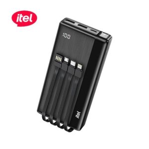 Batterie Externe itel PowerPulse I 20000mAh – 4 Câbles Intégrés et Affichage LED