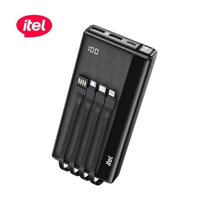 Batterie Externe itel PowerPulse I 20000mAh – 4 Câbles Intégrés et Affichage LED