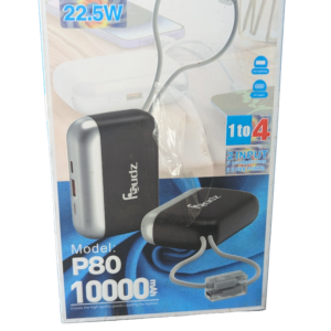 Batterie Externe Fsudz P80 10000mAh – 22.5W Charge Rapide avec Câbles Intégrés