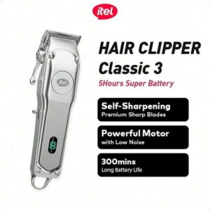 Tondeuse à Cheveux itel Hair Clipper Classic 3 (IHC-35) – Design Métal, 300min d'Autonomie, Charge Type-C