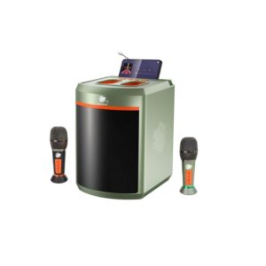 Enceinte Karaoké Bluetooth Super Bass avec 2 Microphones Sans Fil – Batterie Rechargeable 7200mAh, USB/TF/AUX