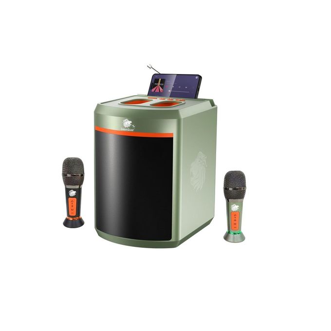 Enceinte Karaoké Bluetooth Super Bass avec 2 Microphones Sans Fil – Batterie Rechargeable 7200mAh, USB/TF/AUX
