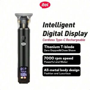 Tondeuse Sans Fil itel Smart Trimmer Classic – Lame en T, Affichage Numérique et Charge Type-C
