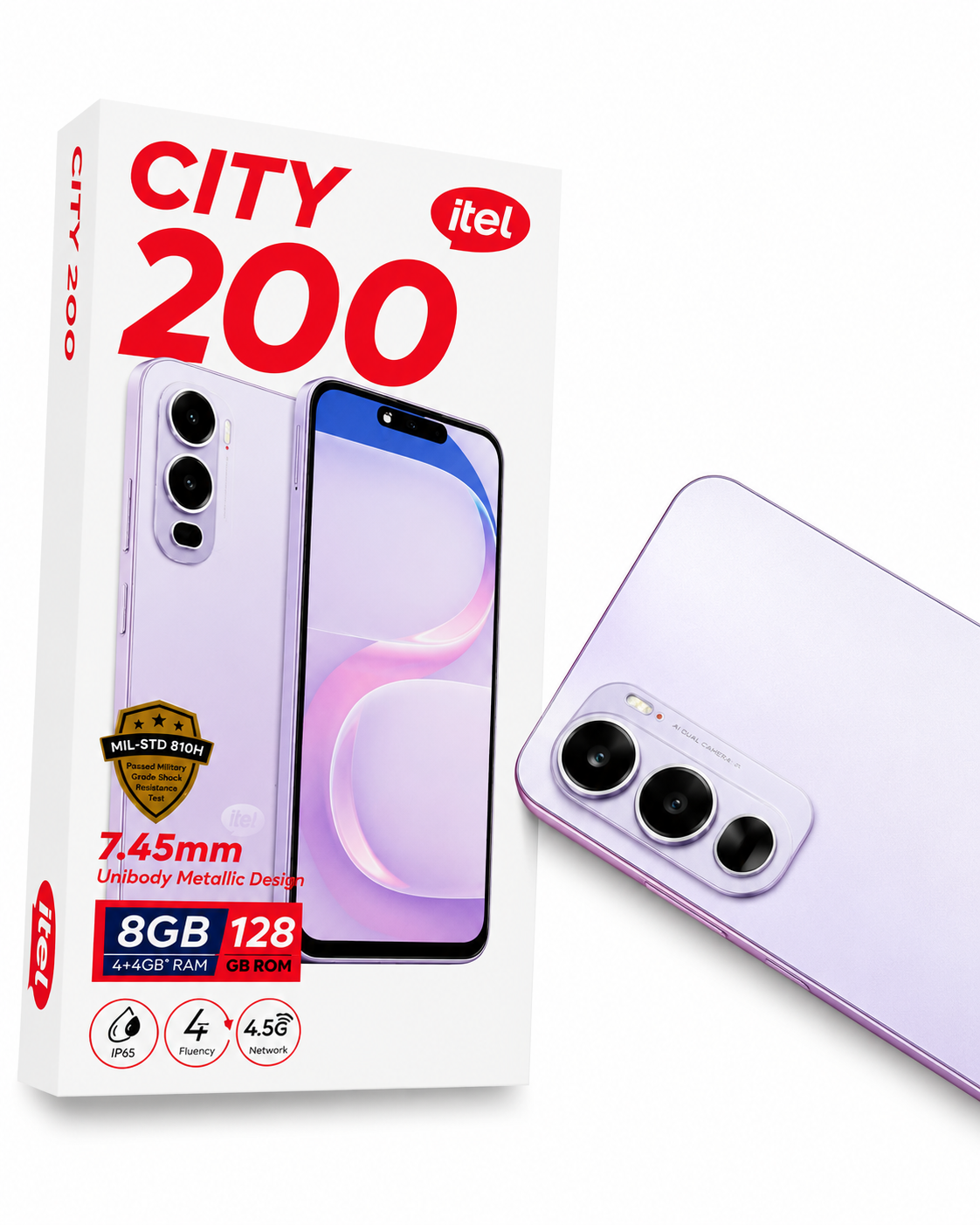 Smartphone itel City 200 – Design Métallique 7.45mm, Écran 120Hz, RAM 8Go, IP65 – Image 2
