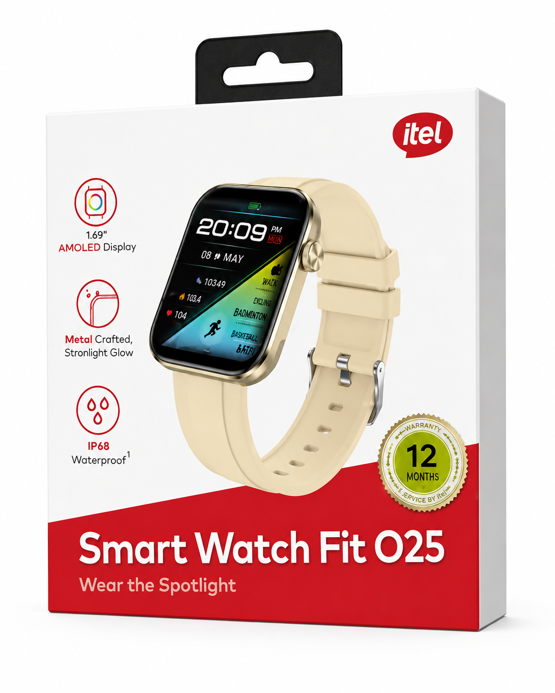 Montre Connectée itel Smart Watch Fit O25 – Écran AMOLED 1.69", Boîtier Métal, Étanche IP68