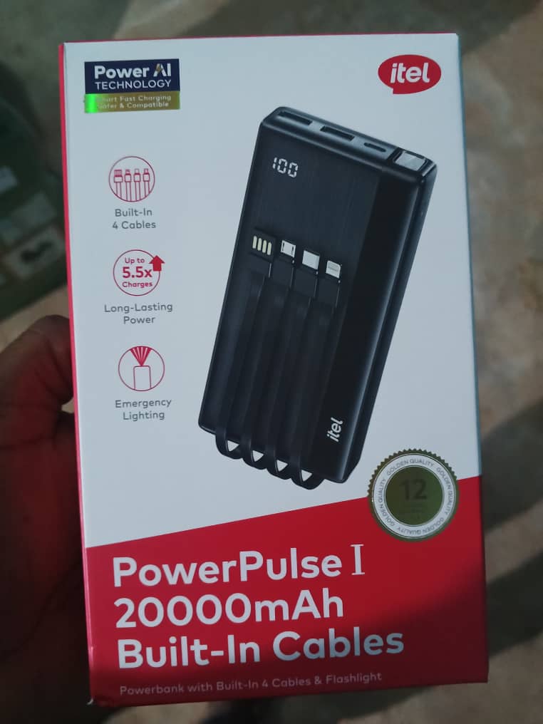 Batterie Externe itel PowerPulse I 20000mAh – 4 Câbles Intégrés et Affichage LED – Image 5