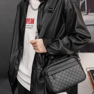 Sac Bandoulière Homme [GUCCI] Motif Géométrique Gris/Noir – Sangle Large Amovible