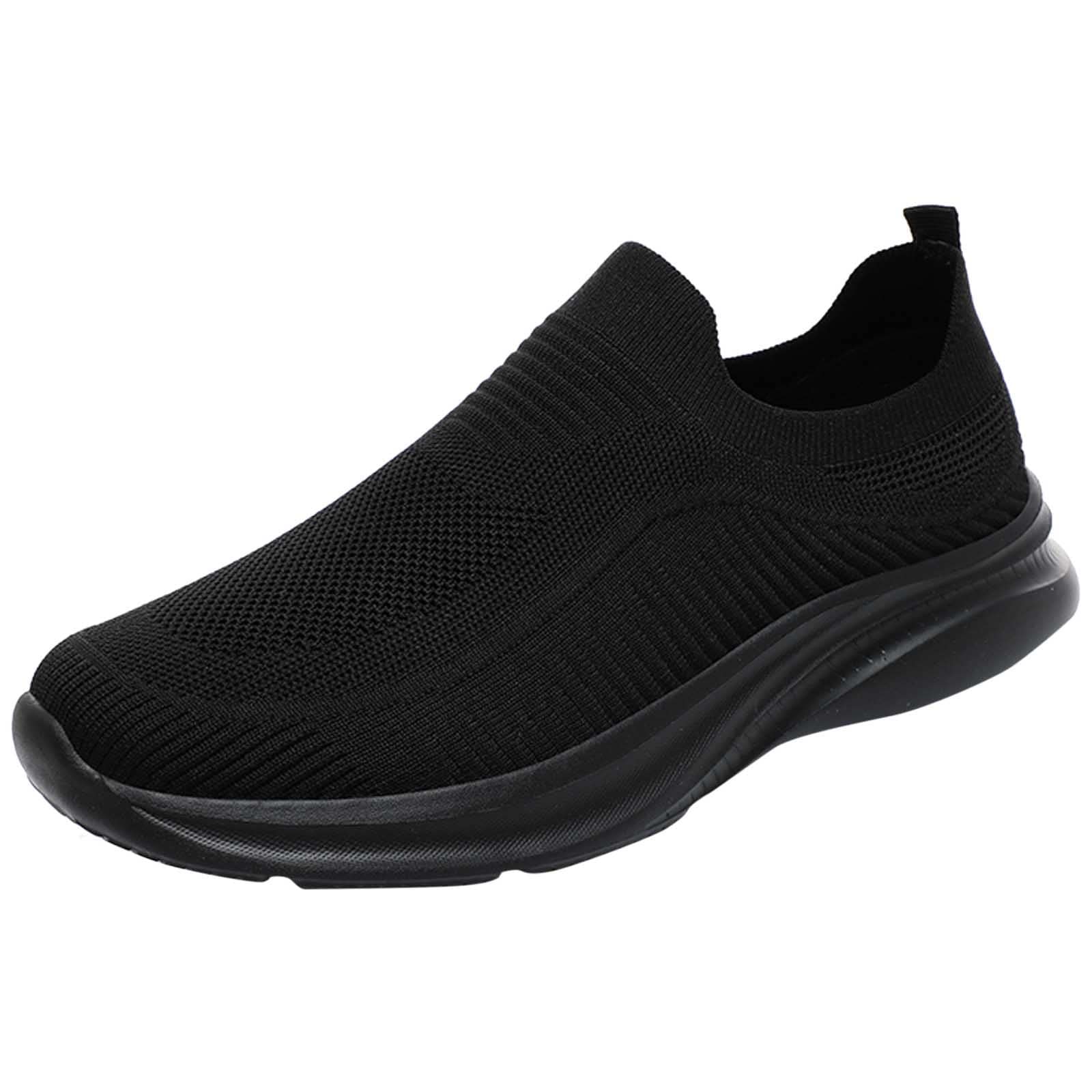 Baskets Homme Sans Lacet en Mesh Tricoté Noir – Semelle Épaisse, Style Sock Sneaker – Image 2
