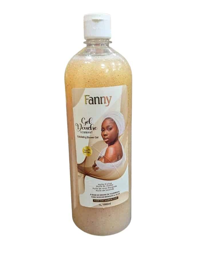 Fanny Gel Douche Gommant - Soin Exfoliant 100% Naturel pour Teint Marron Clair (1L)
