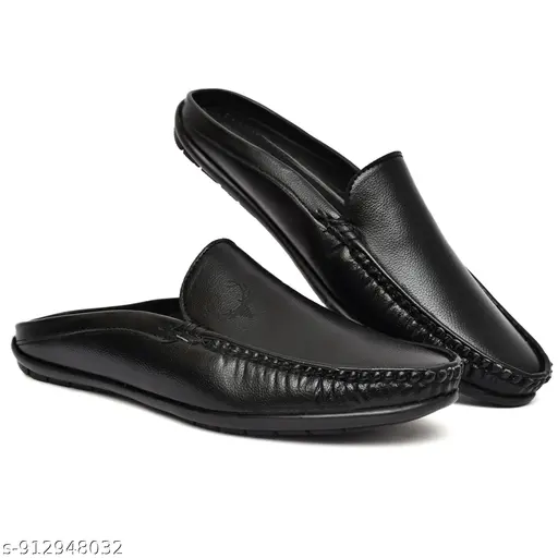 Babouche Homme en Cuir Noir – Style Sabot Chic Sans Talon – Image 2