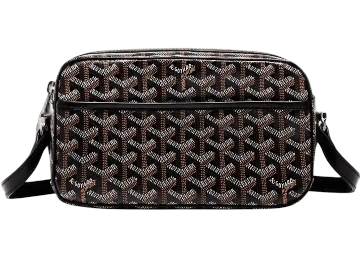 Sacoche Bandoulière Homme Motif Chevron Noir/Gris – Empiècement Cuir, Poche Arrière Zippée – Image 2