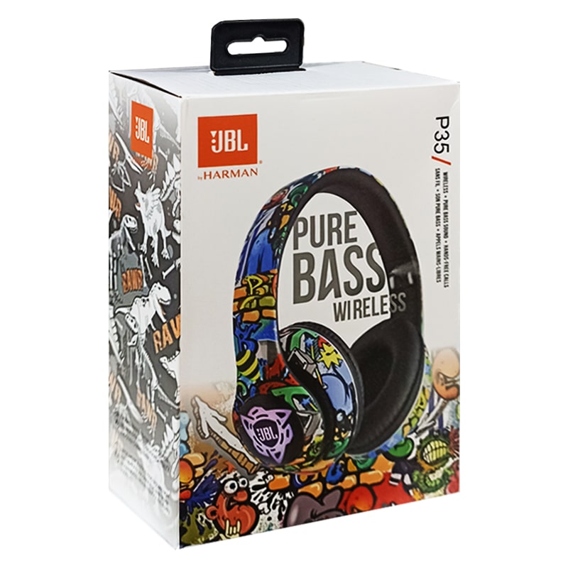 Casque Bluetooth P35 Pure Bass Sans Fil – Design Graffiti Coloré, Boîte d'Origine – Image 2