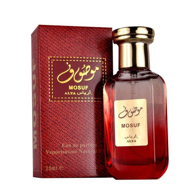 Eau de Parfum Mousuf Alya 25ml – Fragrance Orientale Ambrée, Flacon Rouge Élégant