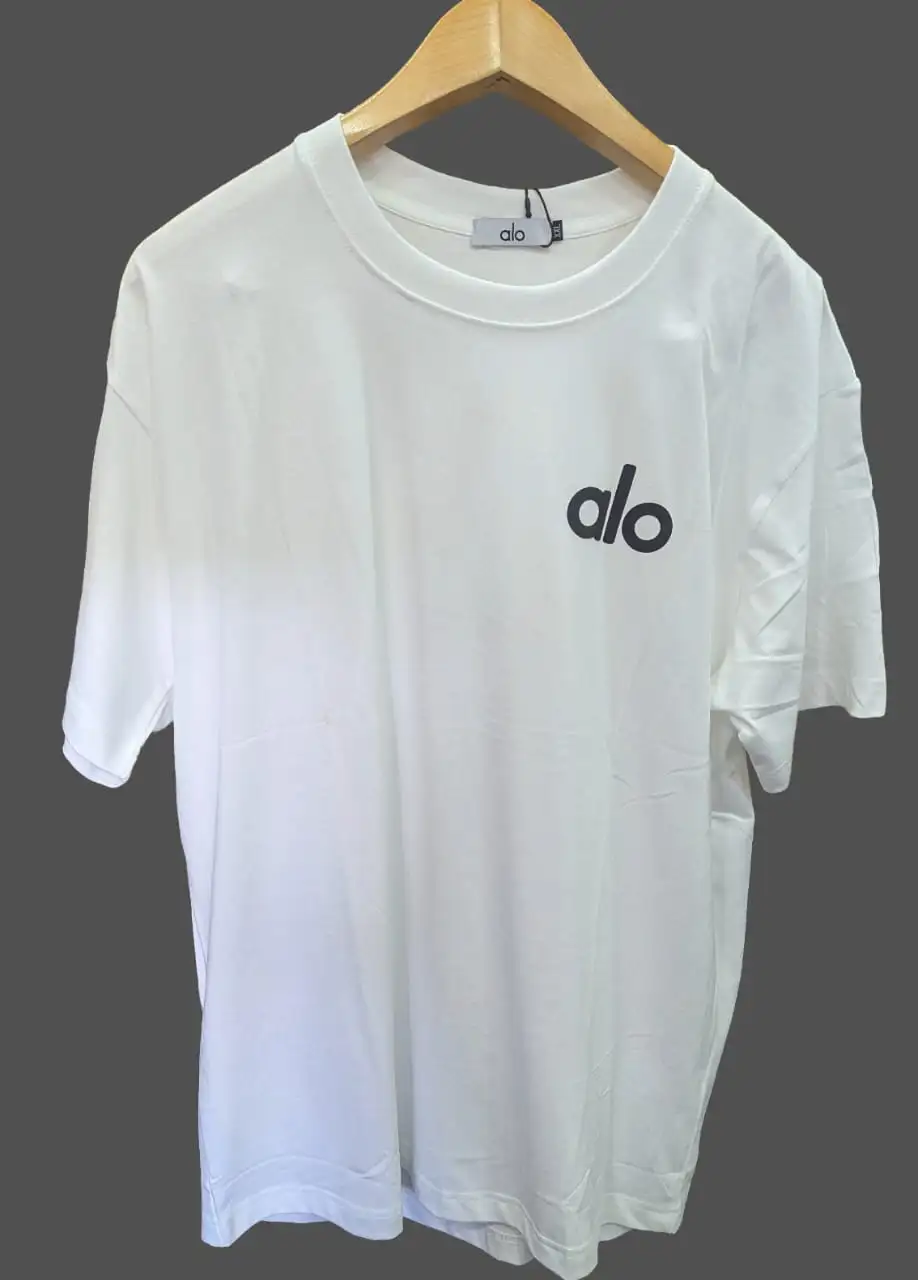T-Shirt Alo Blanc Unisexe – Coupe Oversize Coton Premium, Logo Brodé – Image 2