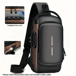 Sac Bandoulière Antivol Homme – Port USB, Verrouillage à Code et Design Ergonomique