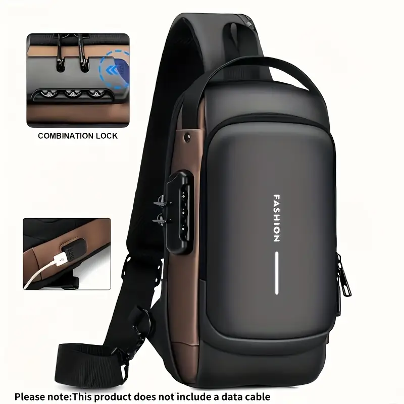 Sac Bandoulière Antivol Homme – Port USB, Verrouillage à Code et Design Ergonomique