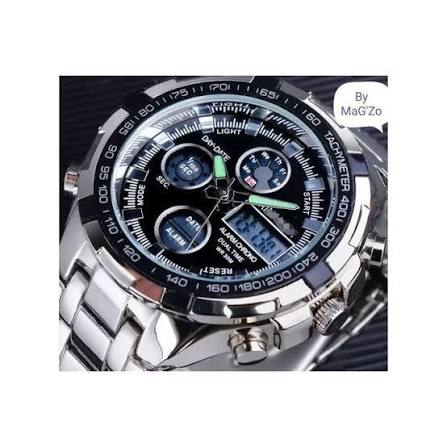 Montre Homme Quamer Chronographe Multi-Fonctions – Bracelet Acier Inoxydable, Dual Time – Image 3