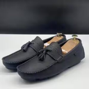 Geogra Mocassins Homme en Cuir Véritable Noir – Style Tassel Loafer Élégant et Confortable