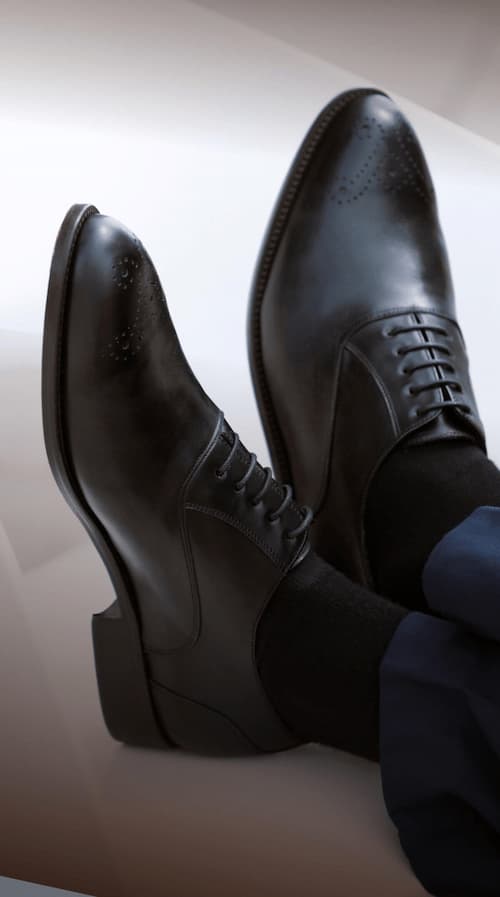 Chaussures Oxford Homme en Cuir Véritable Noir – Bout Golf, Style Habillé Classique – Image 2