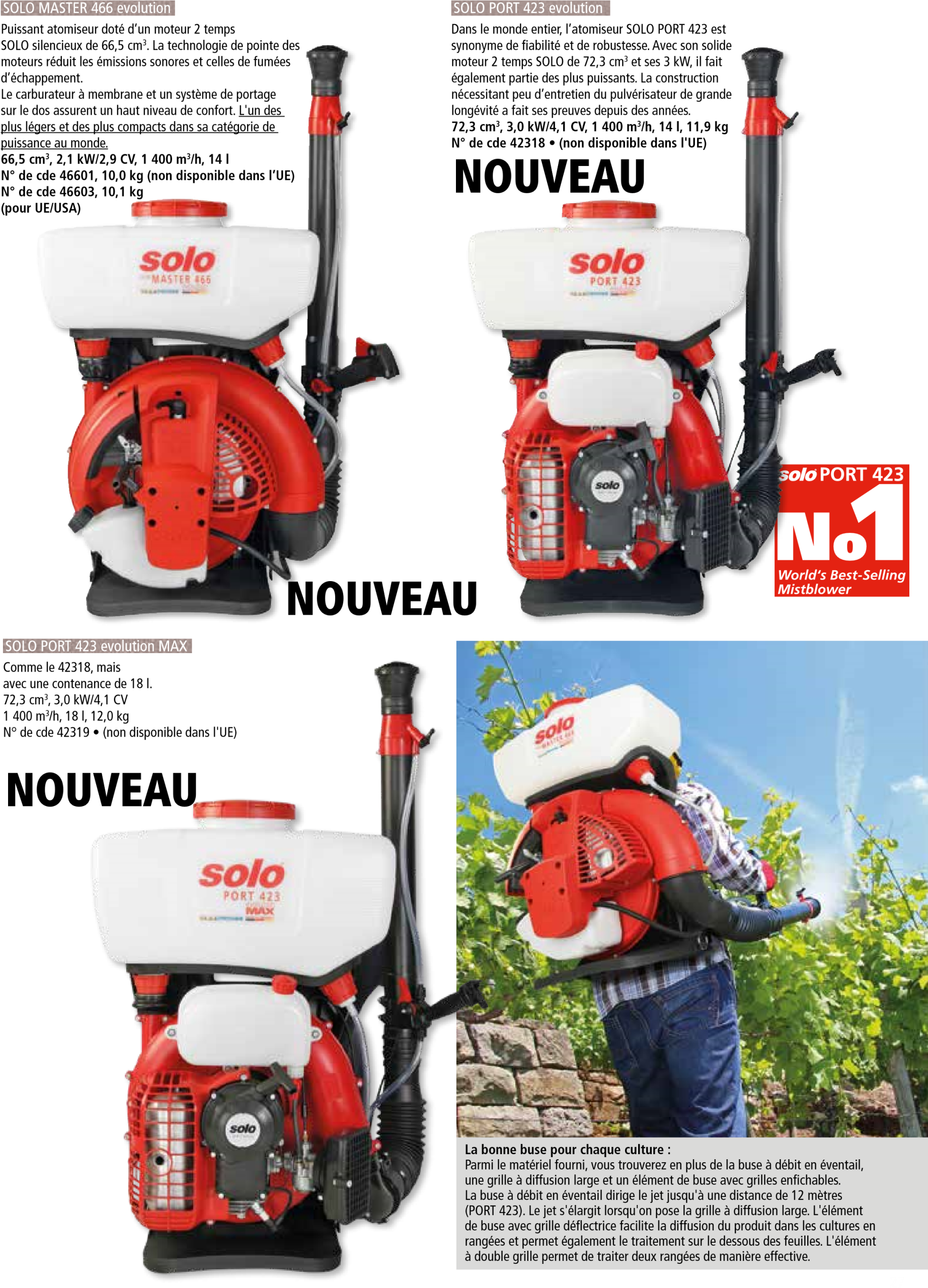 Atomiseur Thermique à Dos SOLO Port 423 – Pulvérisateur Motorisé Professionnel avec Kit de Protection (Casque et Gants) – Image 2