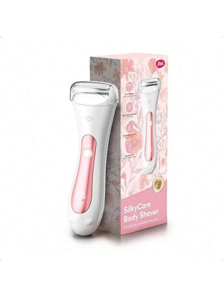 Rasoir Électrique 2-en-1 pour Femme itel SilkyCare Body Shaver – Épilation Sans Douleur, Wet & Dry, Étanche IPX7, Blanc et Or Rose