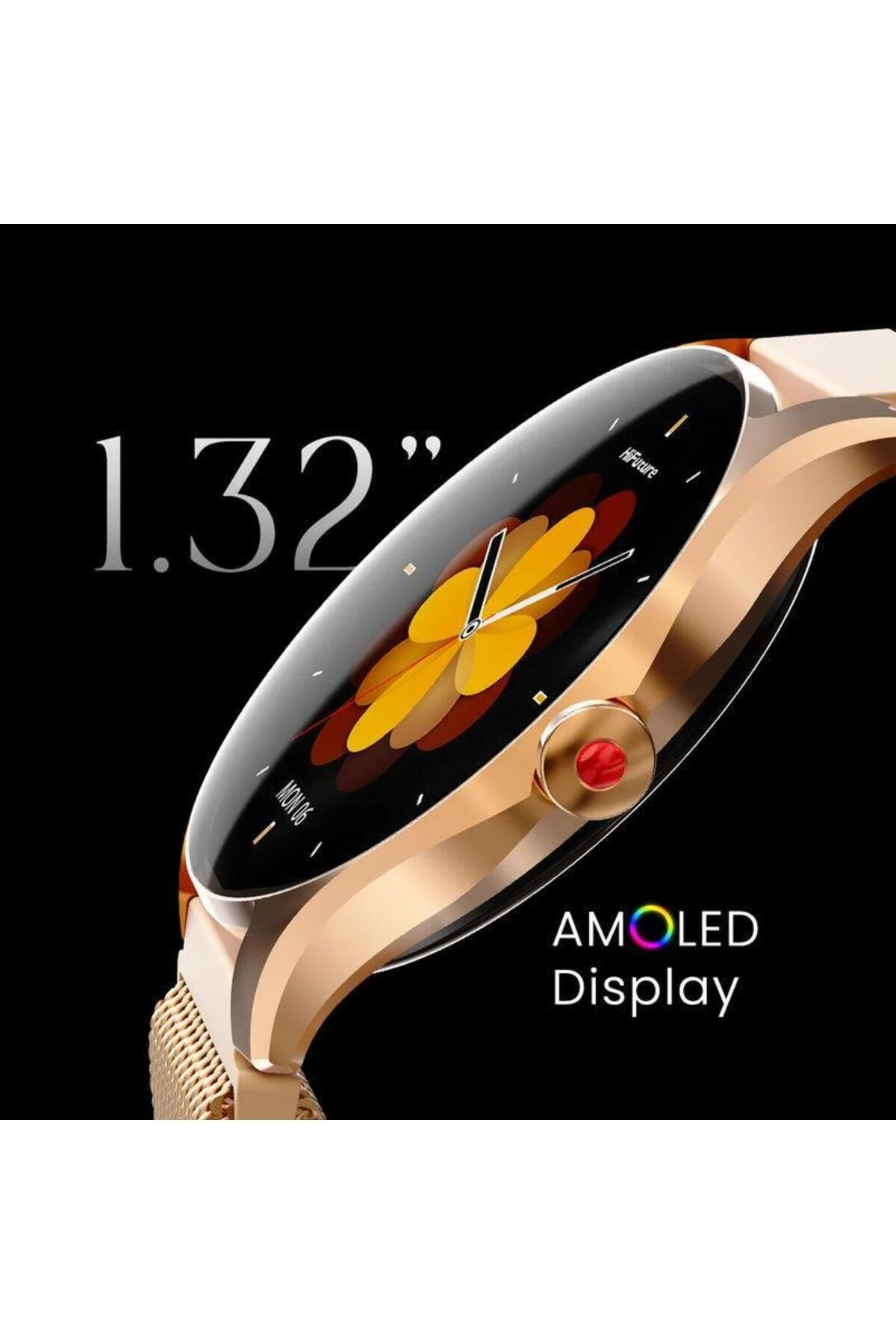 Montre Connectée HiFuture Aura 2 – Écran AMOLED 1,32" Sphere, Appels Sans Fil et Design Or Raffiné – Image 5