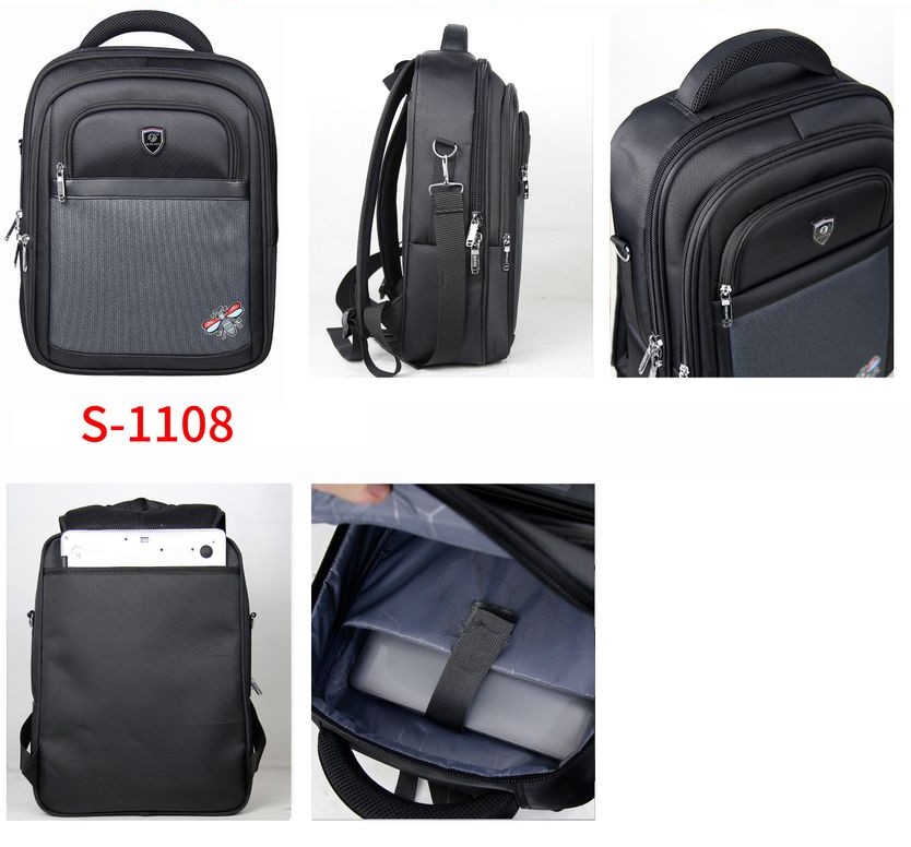 Sac à Dos Professionnel pour Ordinateur S-1107 / S-1108 – Design Élégant Noir et Gris, Compartiment Rembourré – Image 3