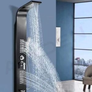 Colonne de Douche Hydromassante Noire – Acier Inoxydable 304, Affichage Numérique, Jets Spa et Douchette