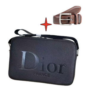 Sac Bandoulière Noir "Dior France" & Ceinture Classique Marron