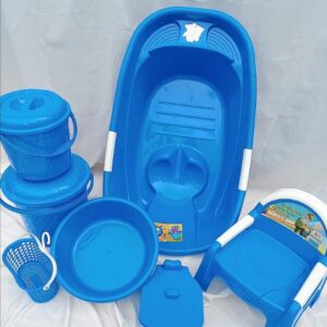 Trousseau de Bain et d'Hygiène pour Bébé – Baignoire Ergonomique, Pot, Cuvette, Seau et Panier (Coloris au Choix)