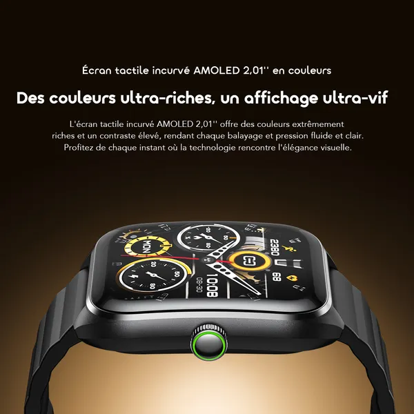 Montre Connectée Oraimo Watch Nova 2 (OSW-814) – Écran Tactile Incurvé AMOLED 2.01", Appels HD, Autonomie 20 Jours et Bracelet Supplémentaire – Image 3