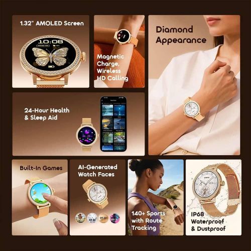 Montre Connectée Femme Oraimo Watch Muse 2 (OSW-830N) – Écran 1.32" AMOLED, Appels HD Sans Fil – Image 2