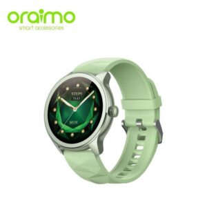 Smartwatch Oraimo Watch 2R (OSW-301) – Design Circulaire Élégant, Appels Bluetooth HD, Bracelet Vert Menthe