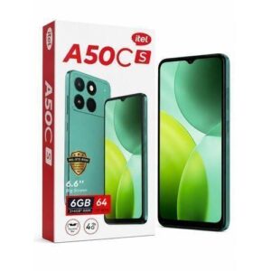 Smartphone itel A50C S – Écran 6.6 Pouces, 64 Go de ROM, Processeur Octa-Core T603, Batterie 4000 mAh, Appareil Photo 8 MP, 4G, Vert