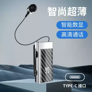 Écouteur Bluetooth Clip-on NEW-K60 – Câble Rétractable, Affichage LED, Alerte Vibration et Autonomie Extrême