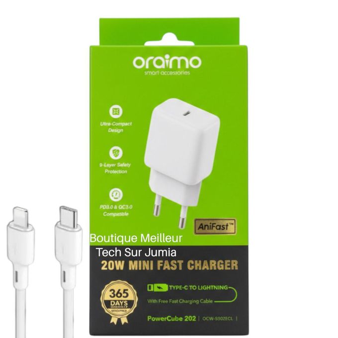 Chargeur Secteur Rapide 20W Oraimo PowerCube 202 (OCW-S302ECL)