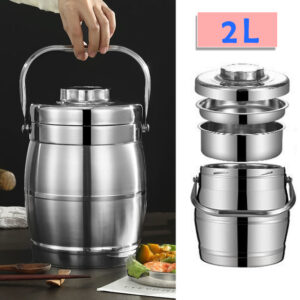 Boîte à Lunch Isotherme & Compartimentée en Acier Inoxydable – Multi-étages, Disponible en 2L, 3L et 5L