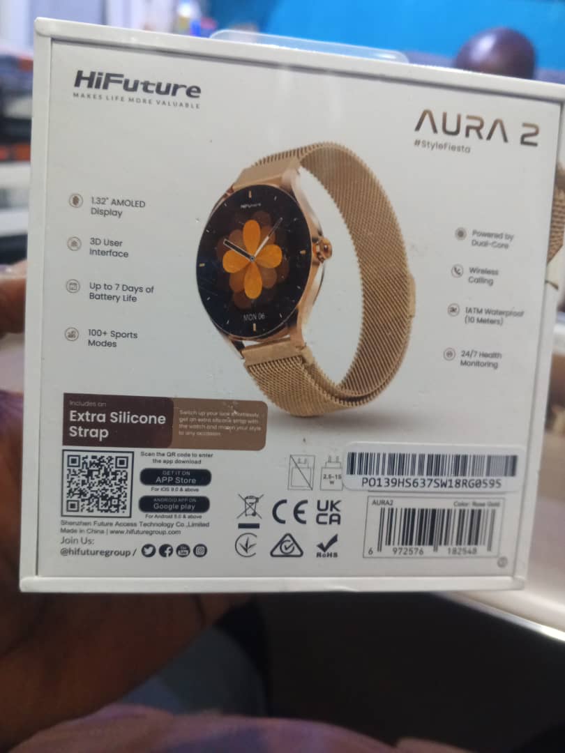 Montre Connectée HiFuture Aura 2 – Écran AMOLED 1,32" Sphere, Appels Sans Fil et Design Or Raffiné – Image 4