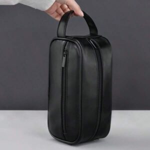 Trousse de Toilette Homme – Design Minimaliste et Cuir Noir Premium