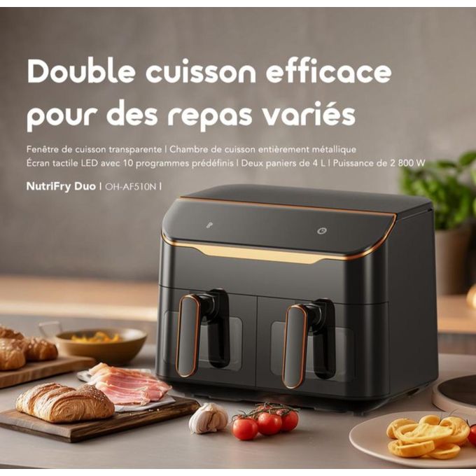 Friteuse à Air Double Panier Oraimo NutriFry Duo (OH-AF510N) – Image 2