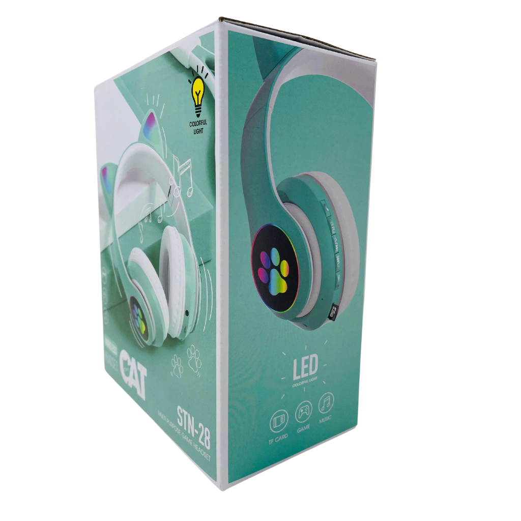 Casque Sans Fil Chat STN-28 – Oreilles et Pattes Lumineuses LED, Multimédia & Gaming – Image 2