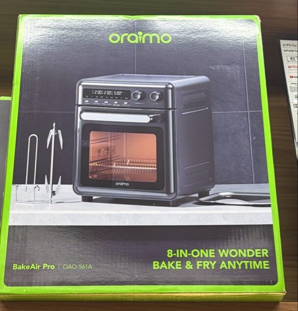 Four Friteuse à Air 8-en-1 Oraimo BakeAir Pro (OAO-561A) – 1850W, Capacité 20L, Circulation d'Air Chaud à 360°, Noir – Image 4