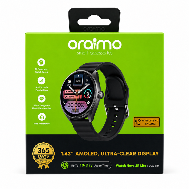 Montre Connectée Ronde Oraimo Watch Nova 2R Lite (OSW-024) – Écran AMOLED 1.43", Appels HD, Autonomie 10 Jours et Suivi Santé – Image 3