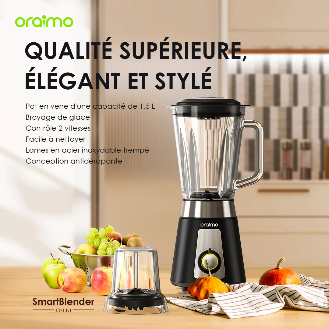 Blender Électrique en Verre Oraimo SmartBlender (OH-B1) – Capacité 1.5L – Image 2