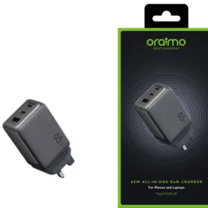 Chargeur Mural Rapide Oraimo HyperGaN 65 (65W) – 3 Ports (2x USB-C PD, 1x USB-A)