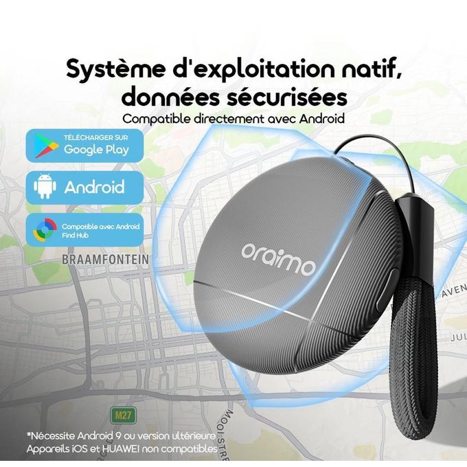 Localisateur d'Objets Anti-Perte Oraimo OTag (OSH-S11A) – Pack de 3, Alerte Sonore, Pile CR2032 (8-12 Mois), Étanchéité IP65, Noir – Image 4