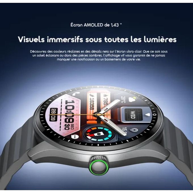 Montre Connectée Ronde Oraimo Watch Nova 2R Lite (OSW-024) – Écran AMOLED 1.43", Appels HD, Autonomie 10 Jours et Suivi Santé – Image 2