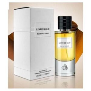Eau de Parfum Leather Oud Fragrance World – 80 ml, Fragrance Intense et Luxueuse