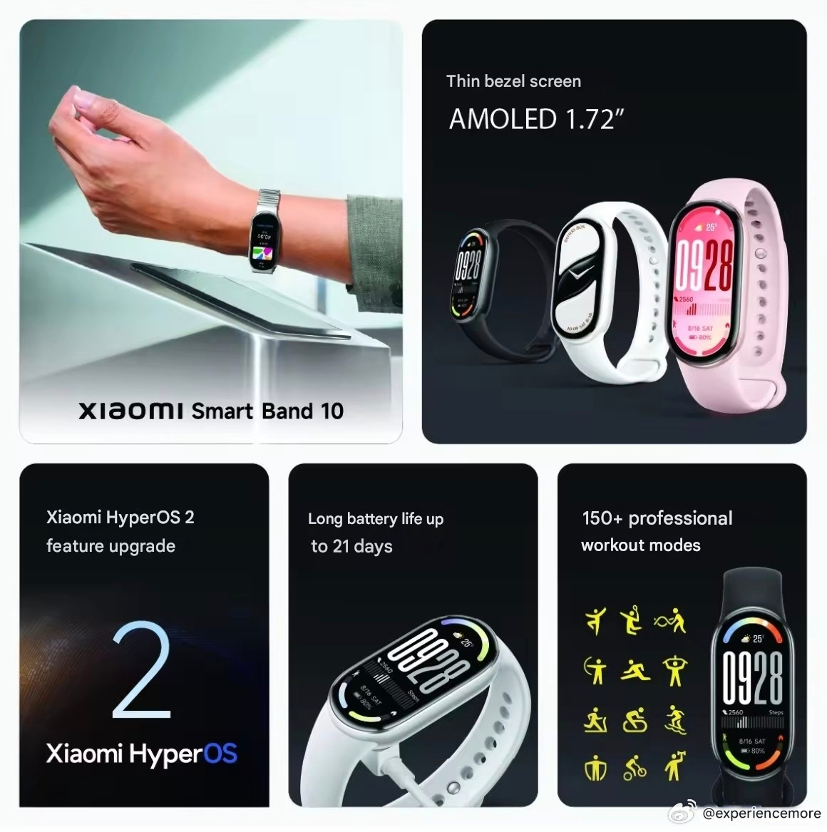 Xiaomi Smart Band 10 – Bracelet Connecté AMOLED 1.72" & HyperOS 2 – Image 3